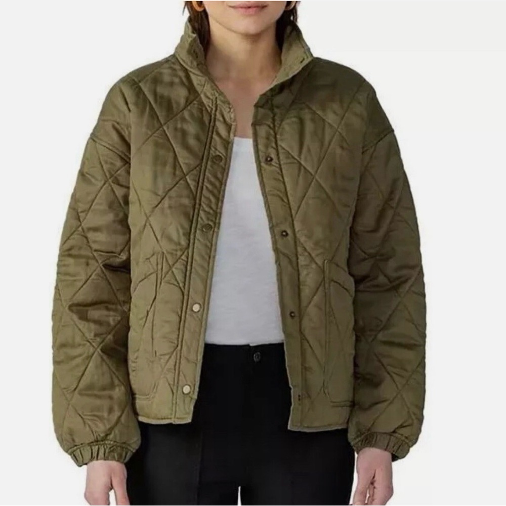 Social Standard by Sanctuary Womens Quilted Twill Jacket Field Green, Medium